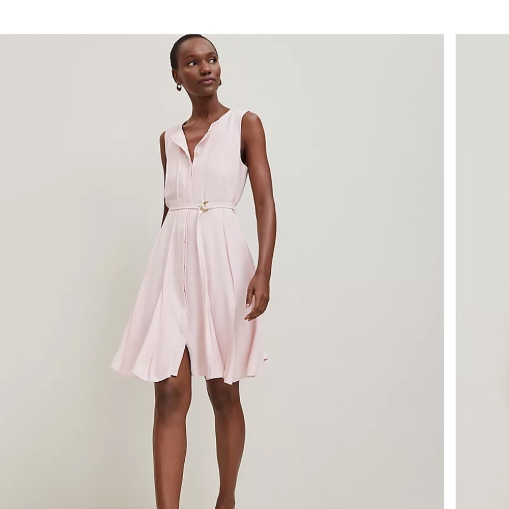 Ann Taylor Light Pink Belted Midi Dress